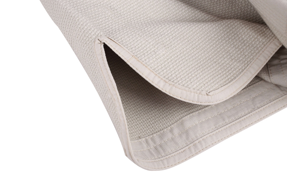 Close-up of a pre-shrunk BJJ gi showcasing its fabric texture and design details for enhanced durability.