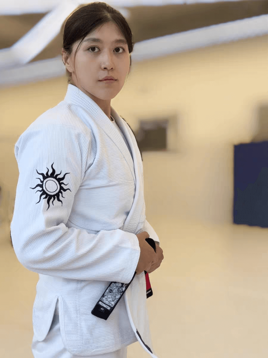 BLITZ Sun & Moon Brazilian Jiu-Jitsu Gi worn by a practitioner showcasing style and durability in training.