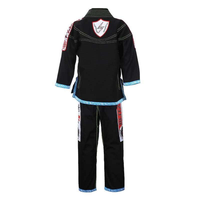 BLITZ Kids Classic BJJ Gi: Tradition & Excellence, black gi set for young martial artists with embroidered details.