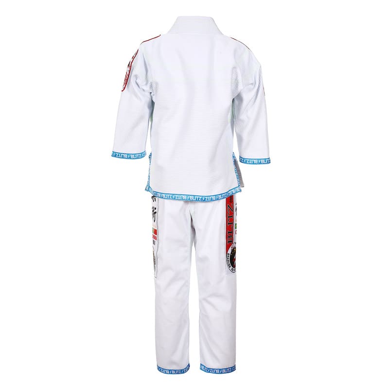 BLITZ Kids Classic BJJ Gi: Tradition & Excellence back view showing design and embroidery details.