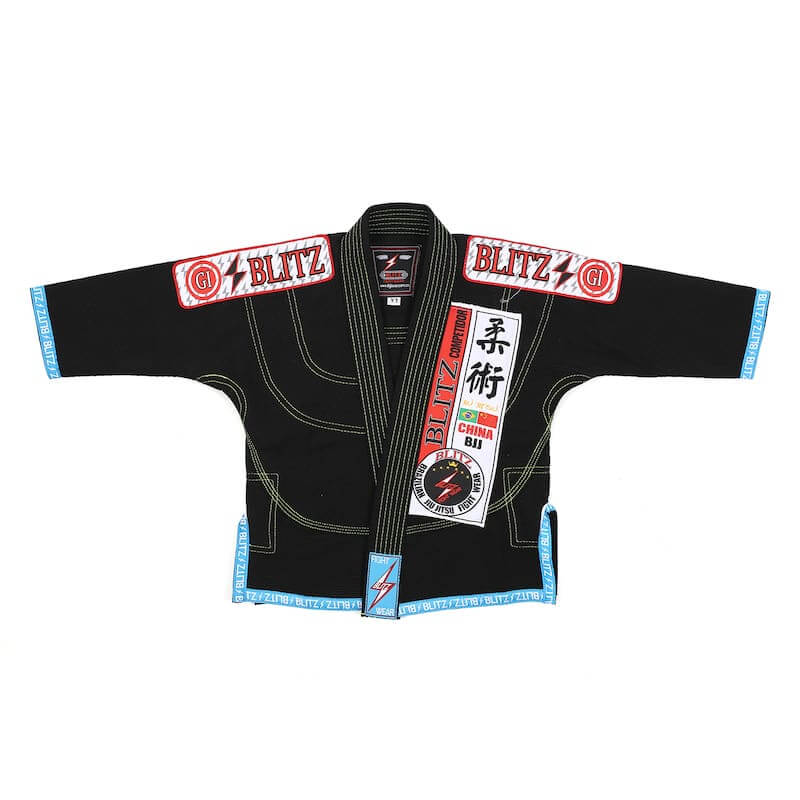 BLITZ Kids Classic BJJ Gi: Tradition & Excellence black gi with embroidered details and stylish design.