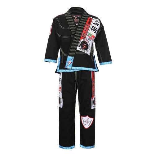 BLITZ Kids Classic BJJ Gi: Tradition & Excellence featuring embroidered designs and sleek black color.