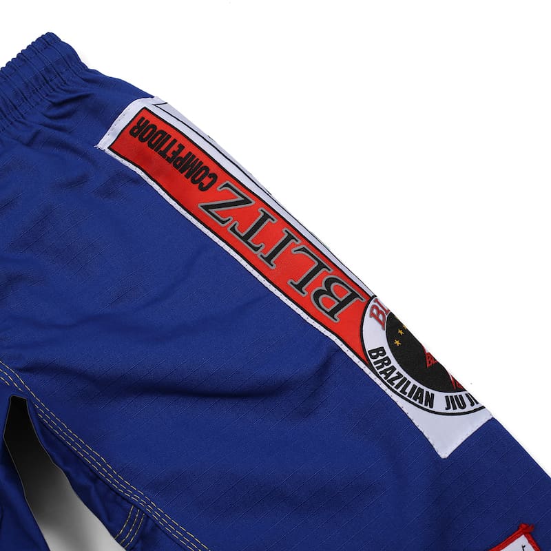 BLITZ Kids Classic BJJ Gi: Tradition & Excellence blue pants design with logo and embroidery details