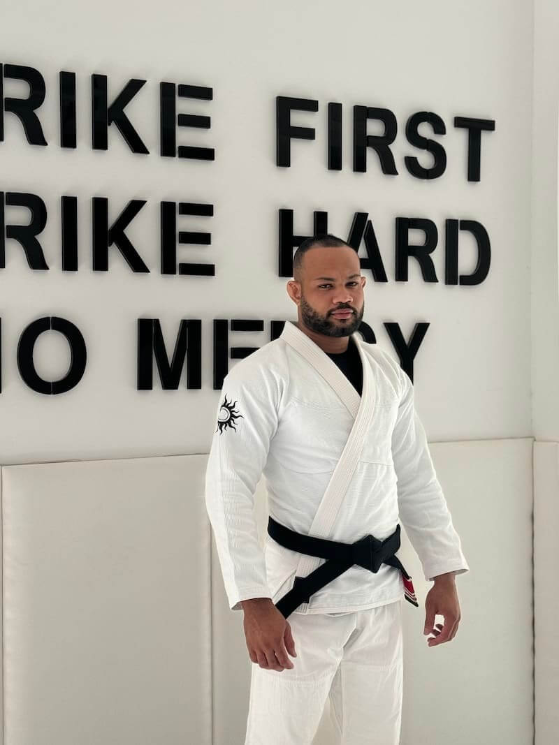 BLITZ Sun & Moon Brazilian Jiu-Jitsu Gi worn by a practitioner in a training environment.