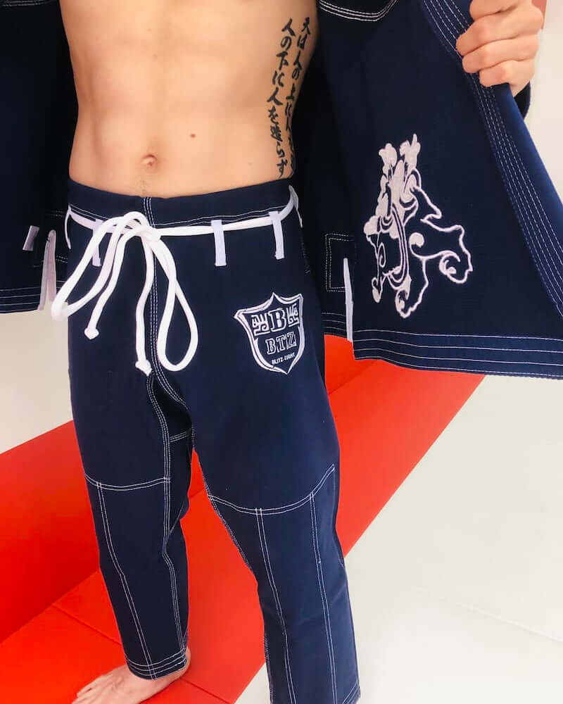 BLITZ Viking God BJJ Gi featuring stylish embroidery and Norse-inspired design for enhanced training performance.