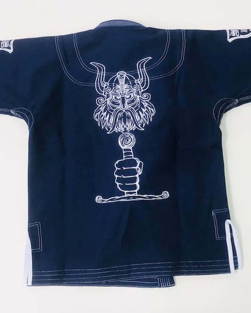 BLITZ Viking God BJJ Gi featuring Norse-inspired artwork and bold Viking graphics on the back.