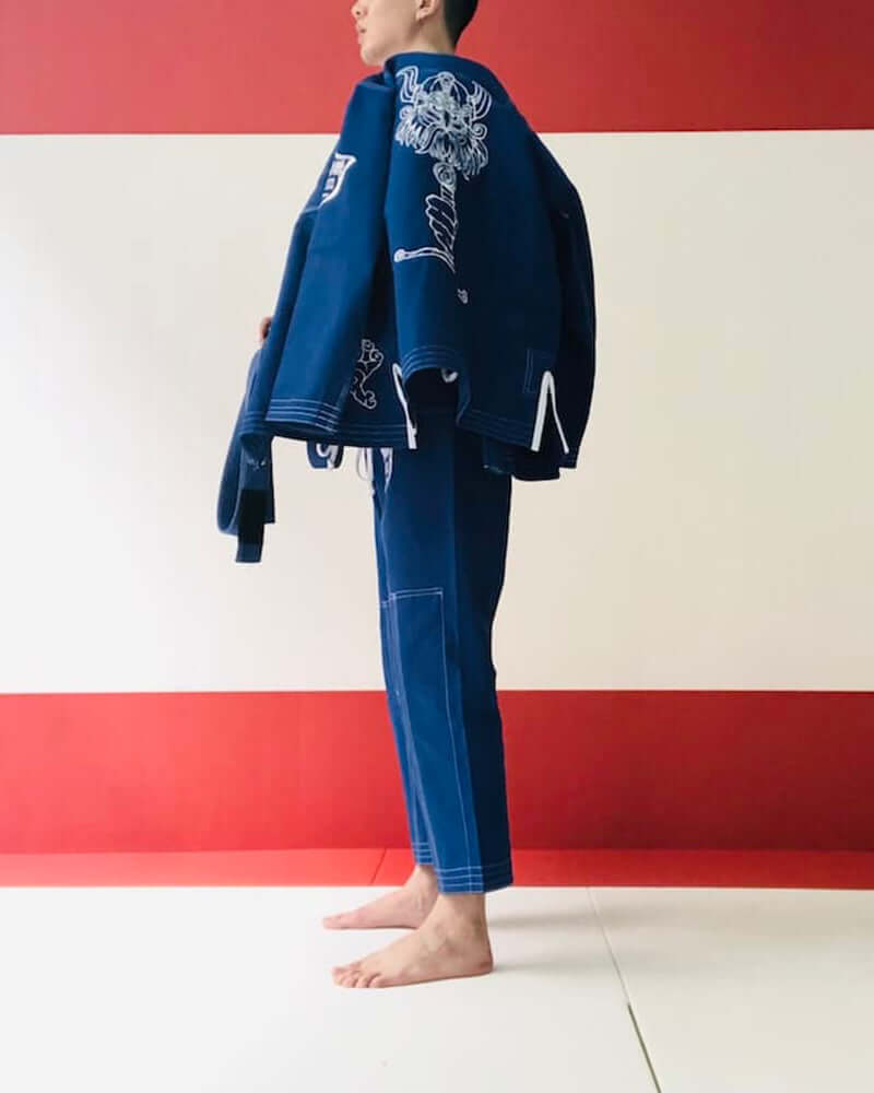 BLITZ Viking God BJJ Gi displaying Norse-inspired artwork and graphics, ideal for training or collection.