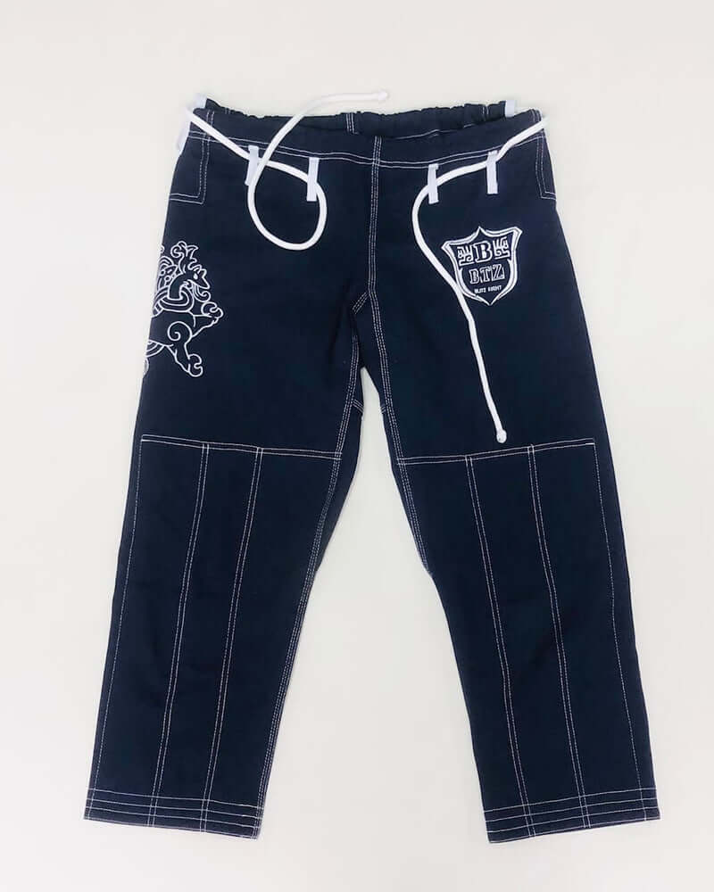 BLITZ Viking God BJJ Gi featuring Viking-style graphics and embroidery on black pants.