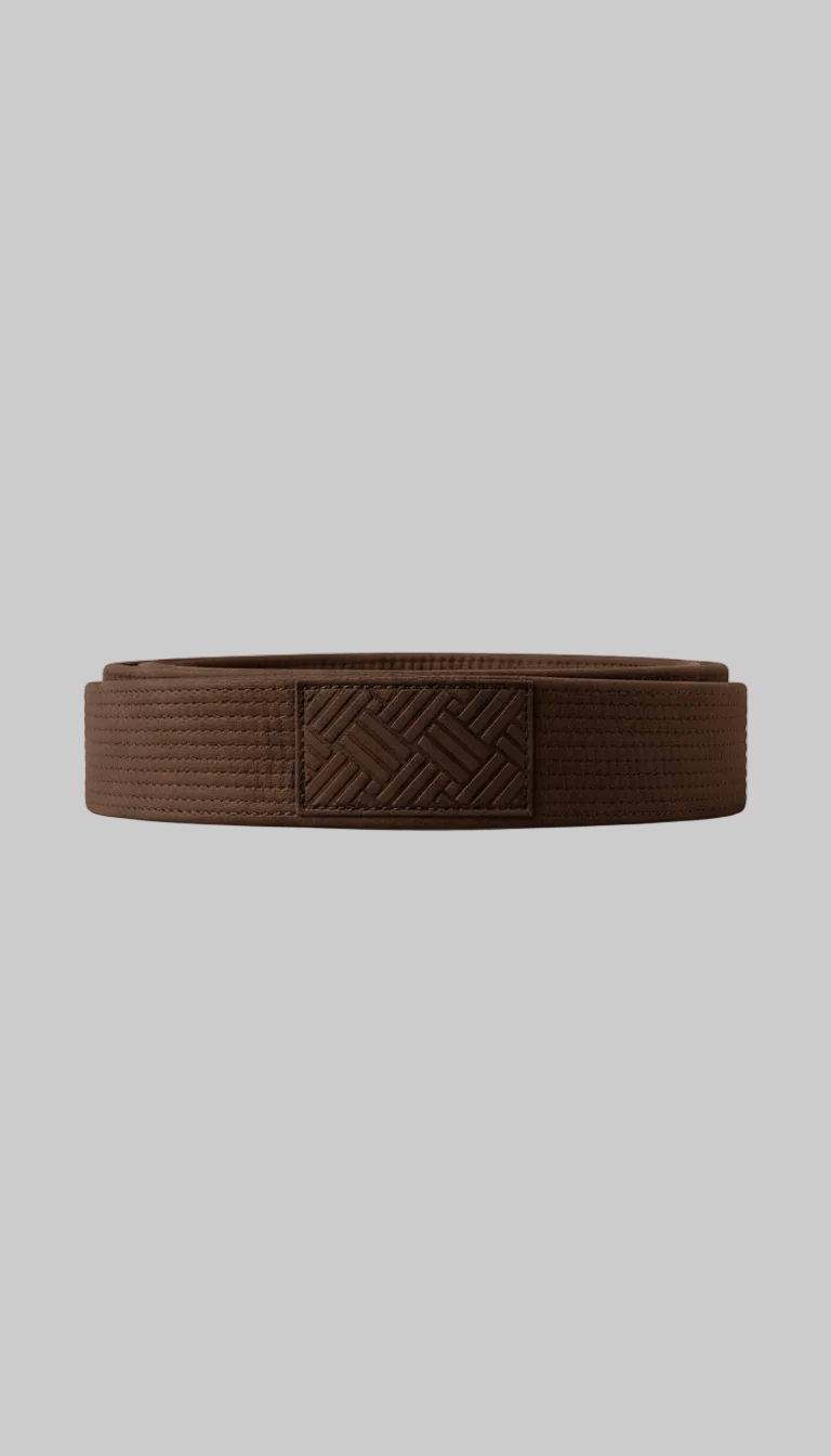 Brown Brazilian Jiu-Jitsu belt with custom embroidered patch by BLITZFIGHT