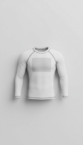 Custom BJJ Rash Guard Sample | Club & OEM Fightwear in white with blank front for design preview.