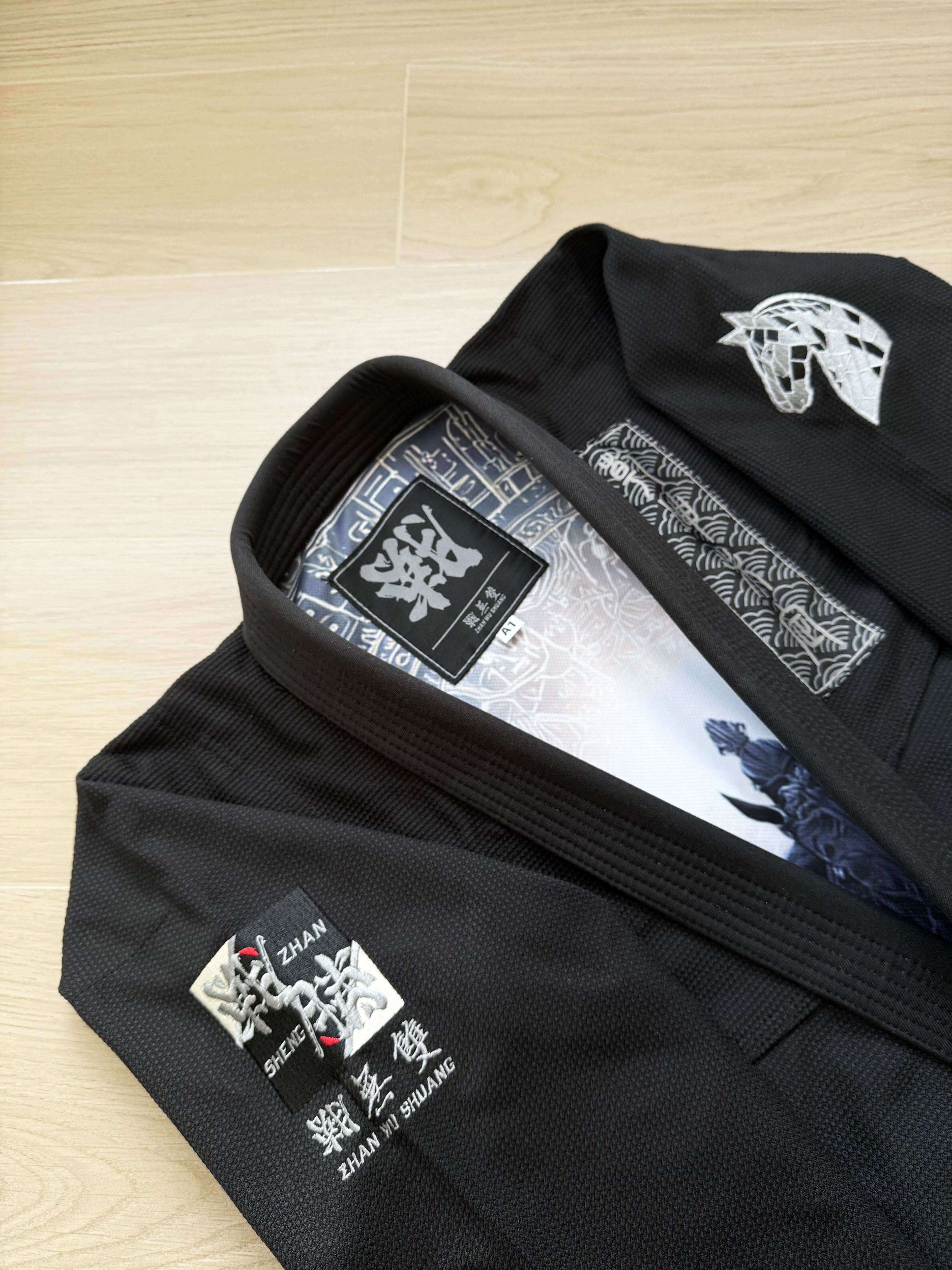 Year of the Horse Limited Edition Bamboo BJJ Gi showcasing a black exterior and intricate horse artwork details.