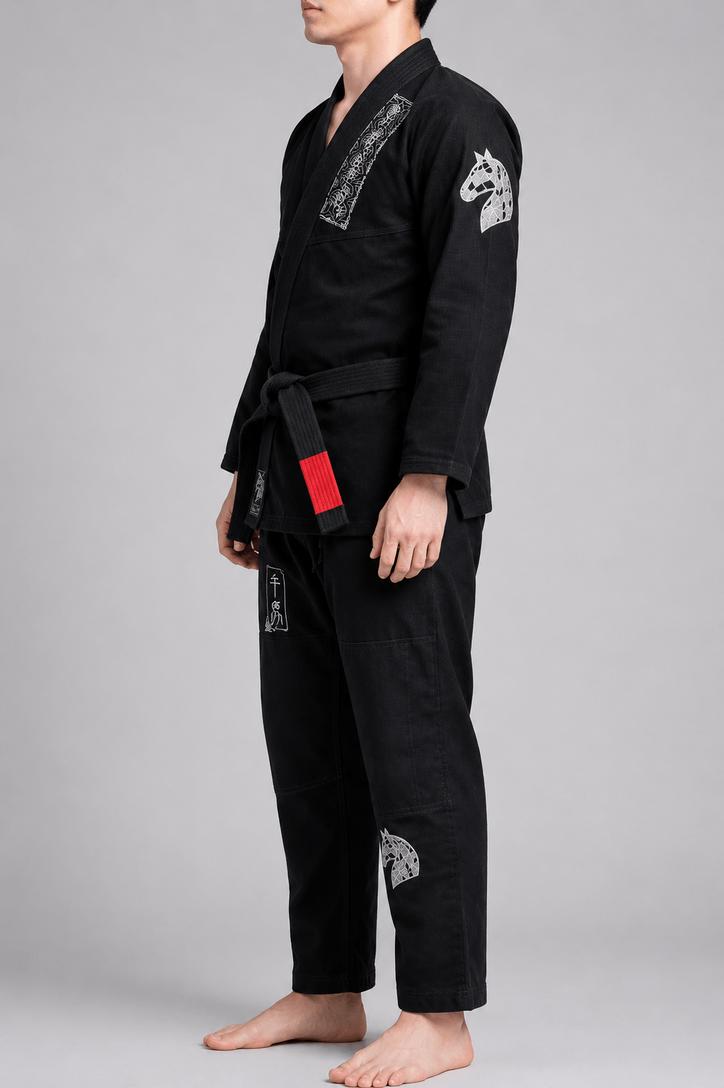 Year of the Horse Limited Edition Bamboo BJJ Gi in black with silver-grey horse artwork on the back.