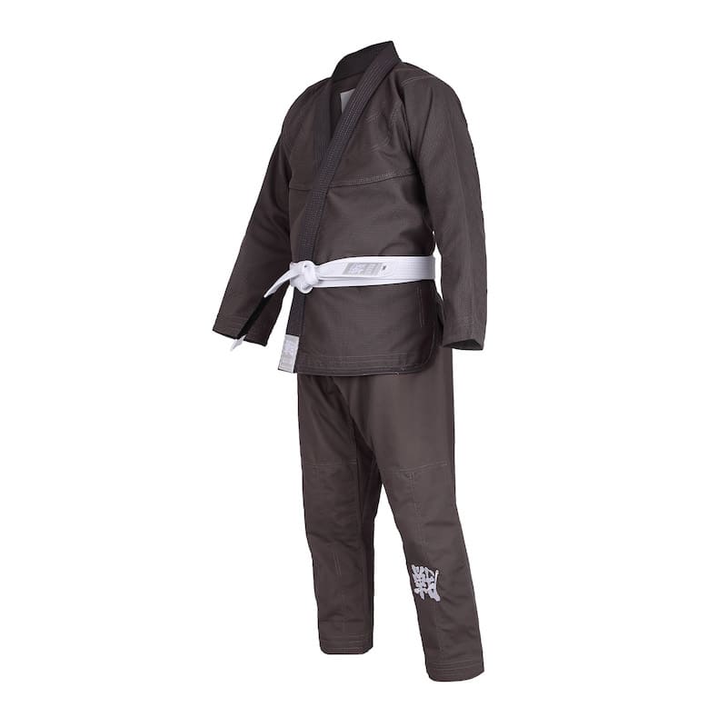 ZHAN Basic Men's BJJ Gi: Master Simplicity & Comfort in black with white belt, ideal for training in Brazilian Jiu-Jitsu.