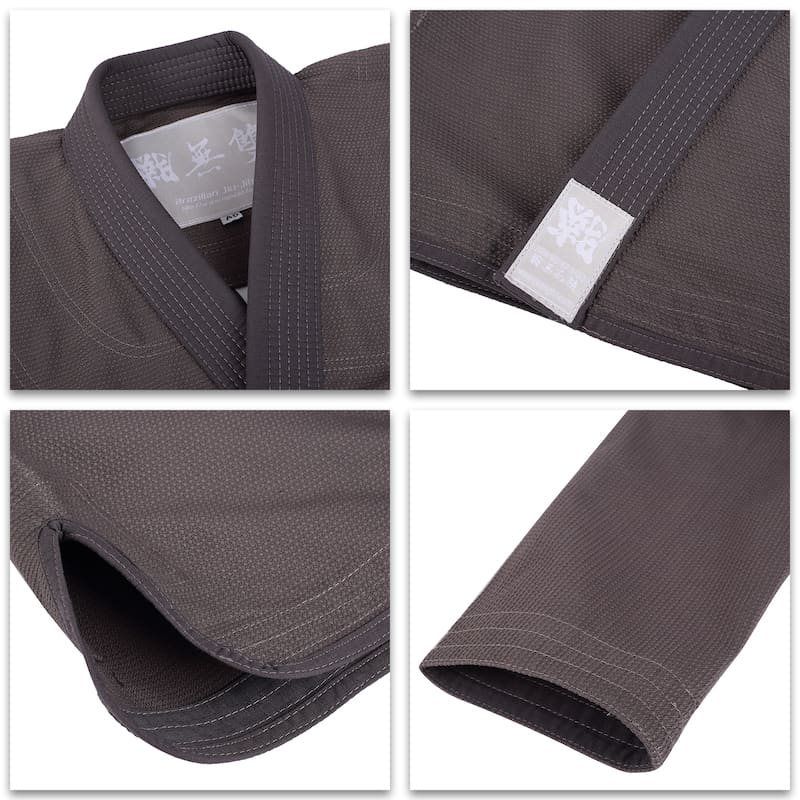 ZHAN Basic Men's BJJ Gi: Master Simplicity & Comfort close-up details showcasing the quality fabric and design.