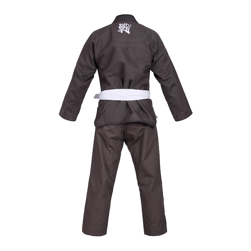 ZHAN Basic Men's BJJ Gi: Master Simplicity & Comfort - back view of the Gi with white belt.