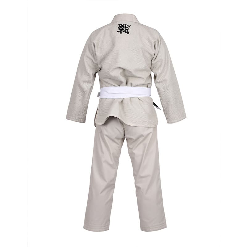 ZHAN Basic Men's BJJ Gi: Master Simplicity & Comfort - Back view of the Gi in light color.