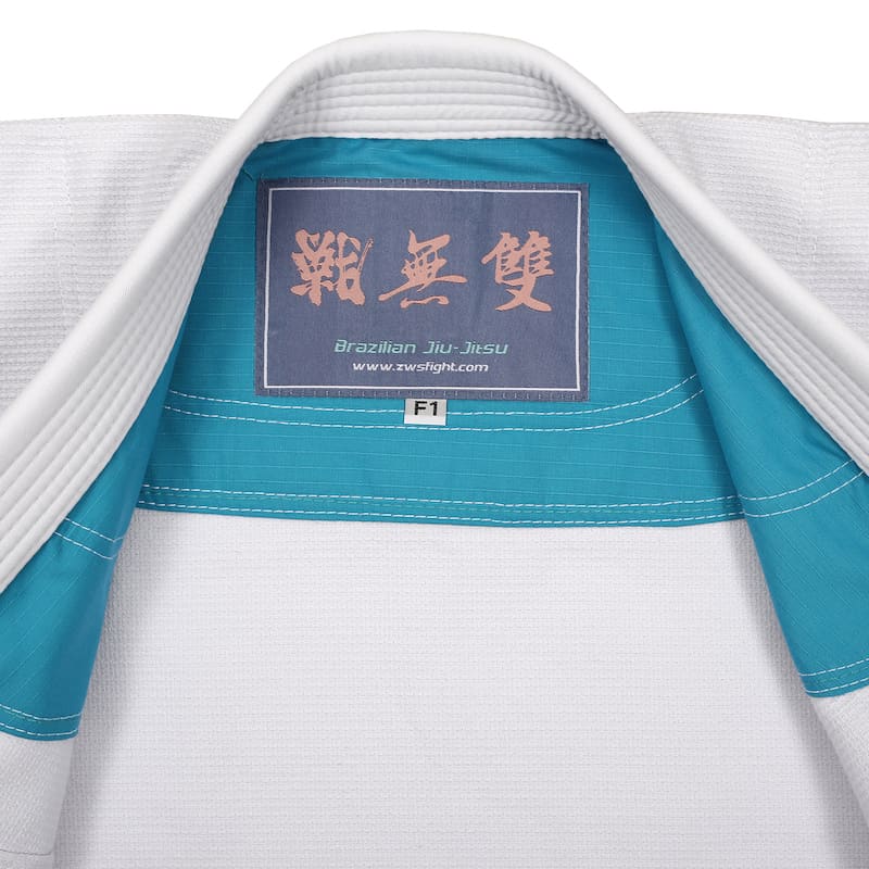 ZHAN Basic Women's BJJ Gi: Embrace Elegance & Performance - Interior view of the collar.