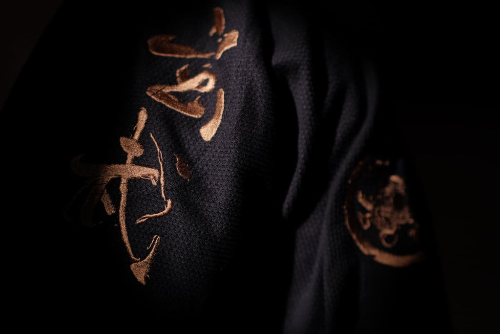 ZHAN Black Tortoise BJJ Gi showcasing intricate embroidery and design details.