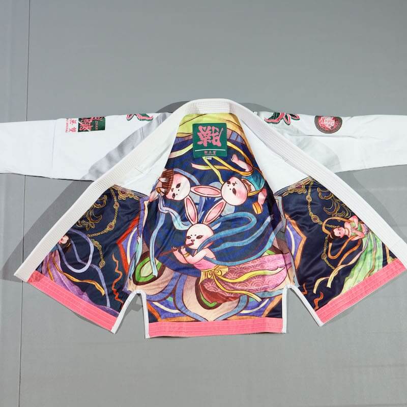 ZHAN Women's Year of the Rabbit BJJ Gi: Embrace Tradition & Elegance with intricate rabbit motifs.