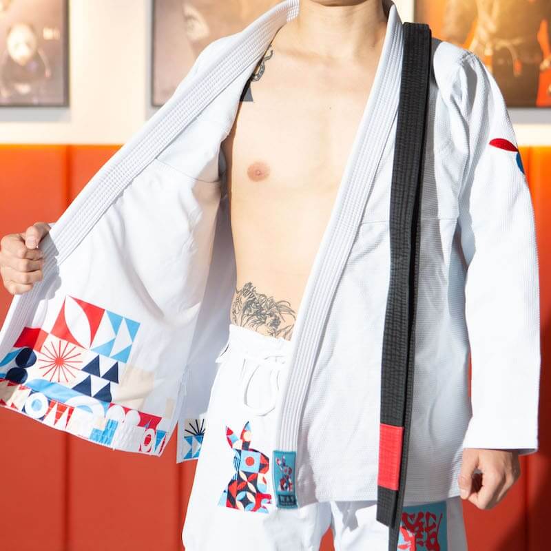ZHAN Year of the Rabbit BJJ Gi: Embrace the Zodiac Spirit worn by athlete, showcasing unique design and features.