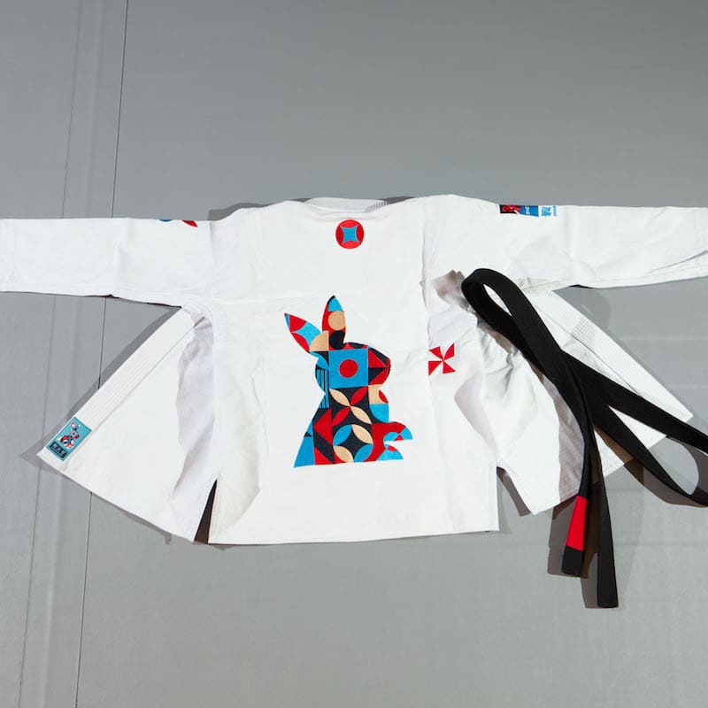 ZHAN Year of the Rabbit BJJ Gi: Embrace the Zodiac Spirit with unique rabbit design and black belt.
