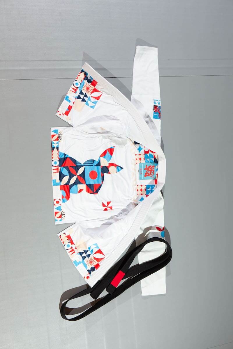ZHAN Year of the Rabbit BJJ Gi: Embrace the Zodiac Spirit with colorful designs and a black belt.